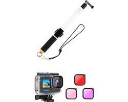 Pro Duik Set voor Gopro 13 12 11 10 9 - Duikbehuizing met Duikfilters - Diving Selfie stick - Duikgreep pro - Gopro Diving set - Diving set Pro - Freediving - watersport - Flowting Grip - Freediving - Gopro Hero Diving - Diving Case-GoPro 13