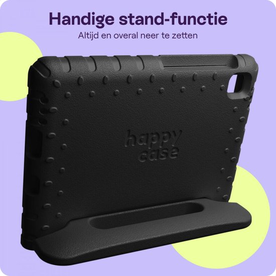 HappyCase Candy+ Housse Kinder adaptée au Samsung Galaxy Tab A9 | Étui pour tablette avec protecteur d'écran intégré | Adapté aux enfants | Housse de protection | Poignée et support | Couverture pour enfants | Noir