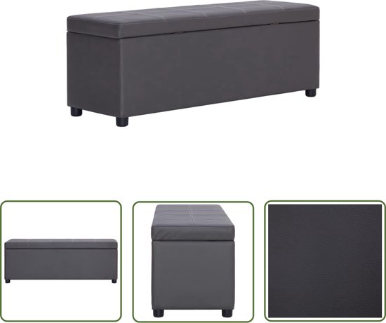 The Living Store Banc de rangement - Elegant - Banc - 116 x 39 x 44 cm - Grijs