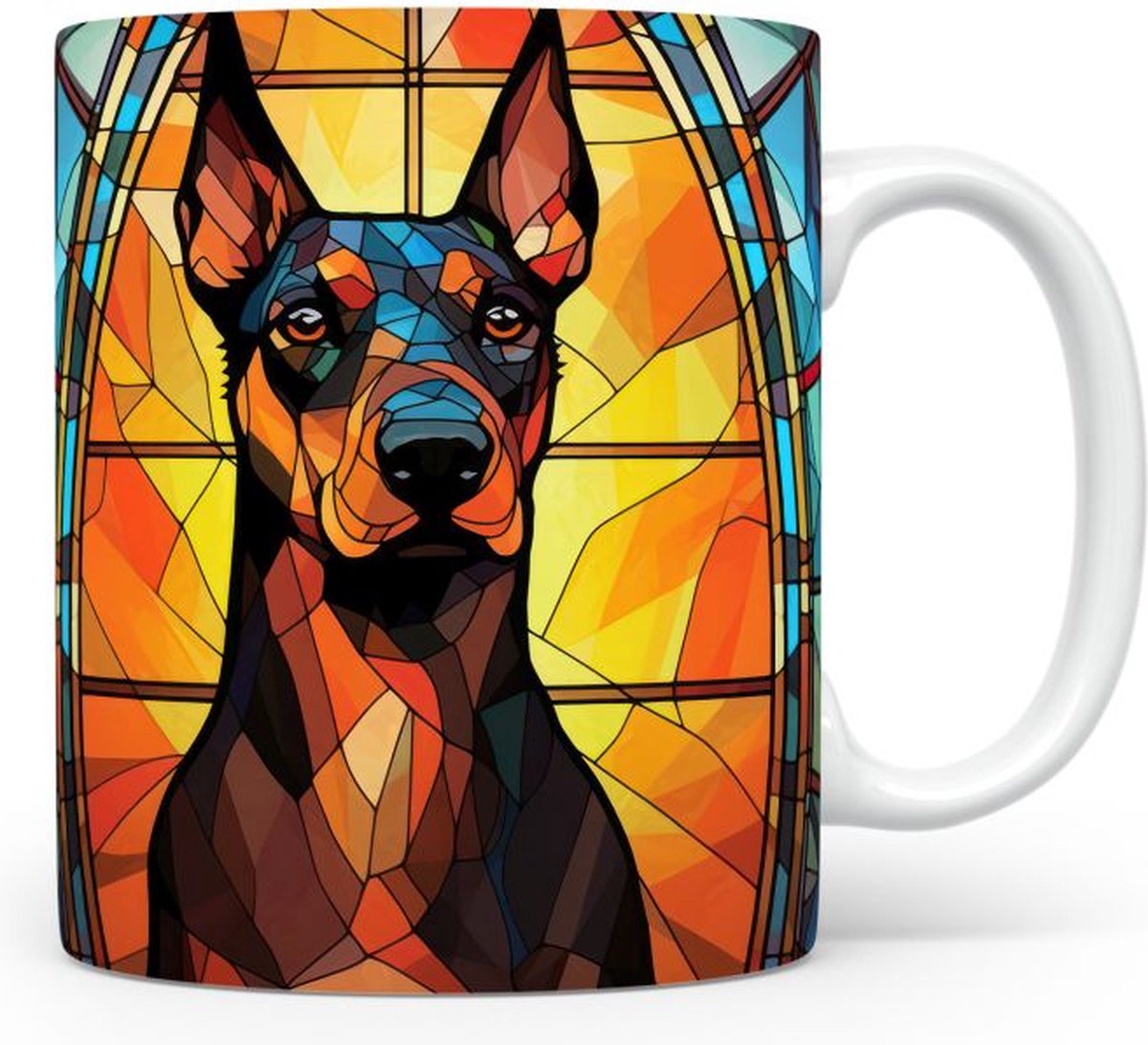 Mok met Dobermann Pinscher