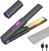 Bol.com 2-in-1 draadloze stijltang en krultang - draagbare mini-reiskrultang met titanium - snel opwarmen - anti-scald - 3 nivea... aanbieding