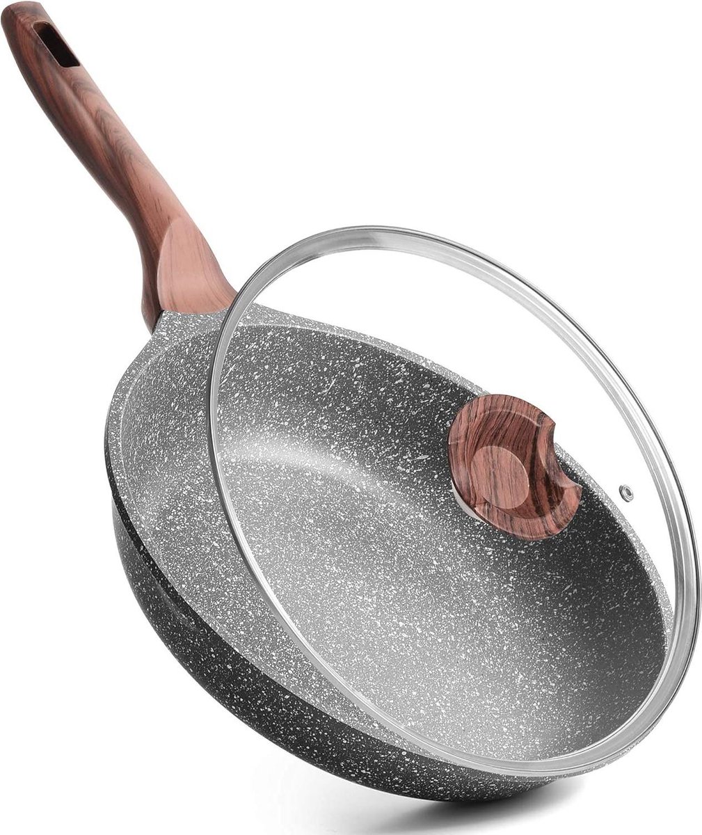 24 cm inductie braadpan met deksel anti-aanbakpan granieten coating omeletpan eierpannen e braadpan universele pannen stenen pannen kookgerei