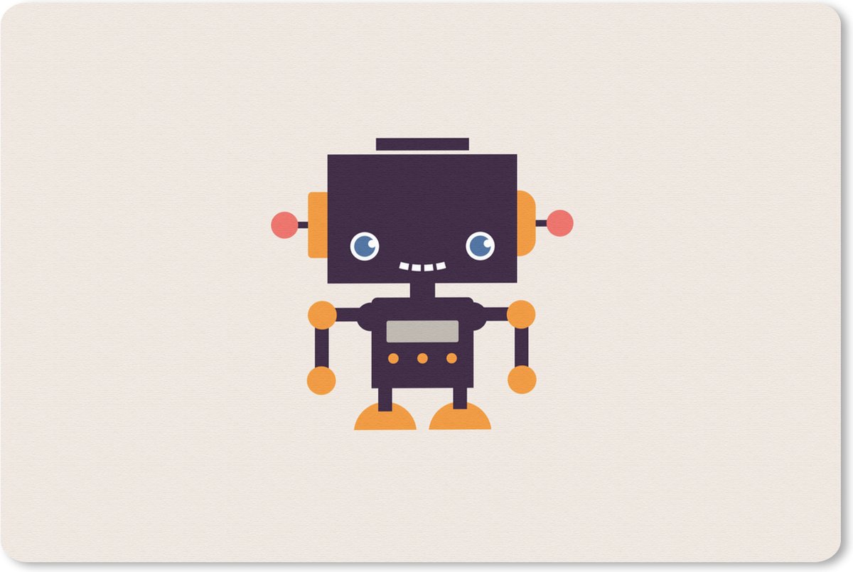 Muismat 27x18 cm - Mousepad Robot - Antenne - Oranje - Beige - Kind - Kids - Muismatten