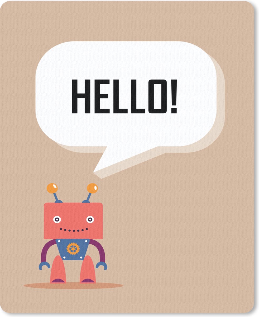 Muismat 19x23 cm - Mousepad Spreuken - Quotes - Hello! - Robot - Tandwiel - Kinderen - Muismatten