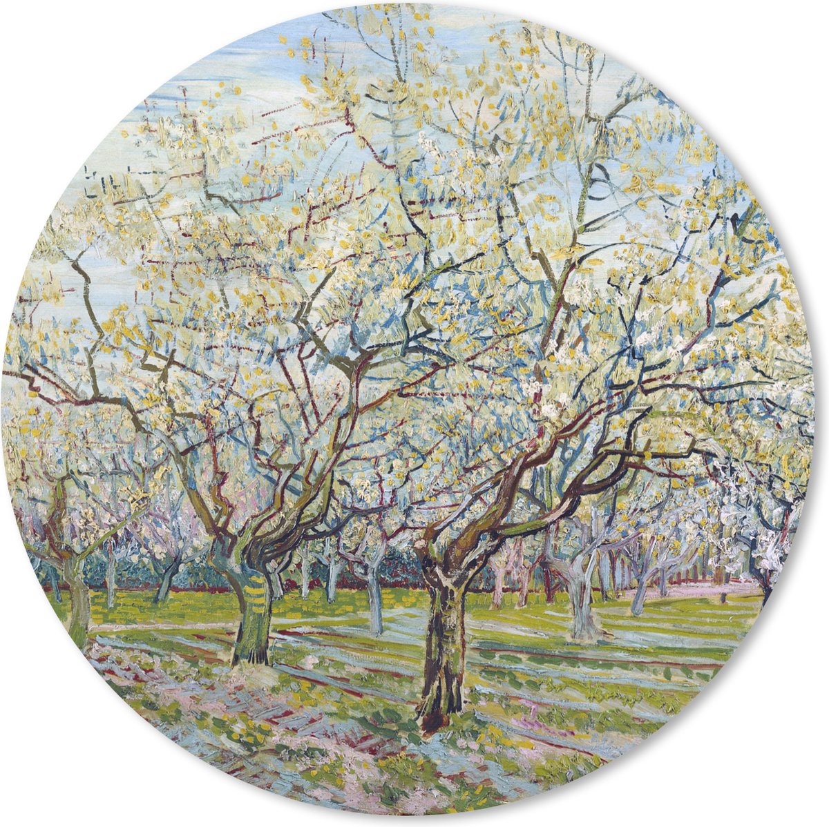 Muismat rond 40x40 cm - Mousepad Boomgaard in bloei - Vincent van Gogh - Ronde muismatten