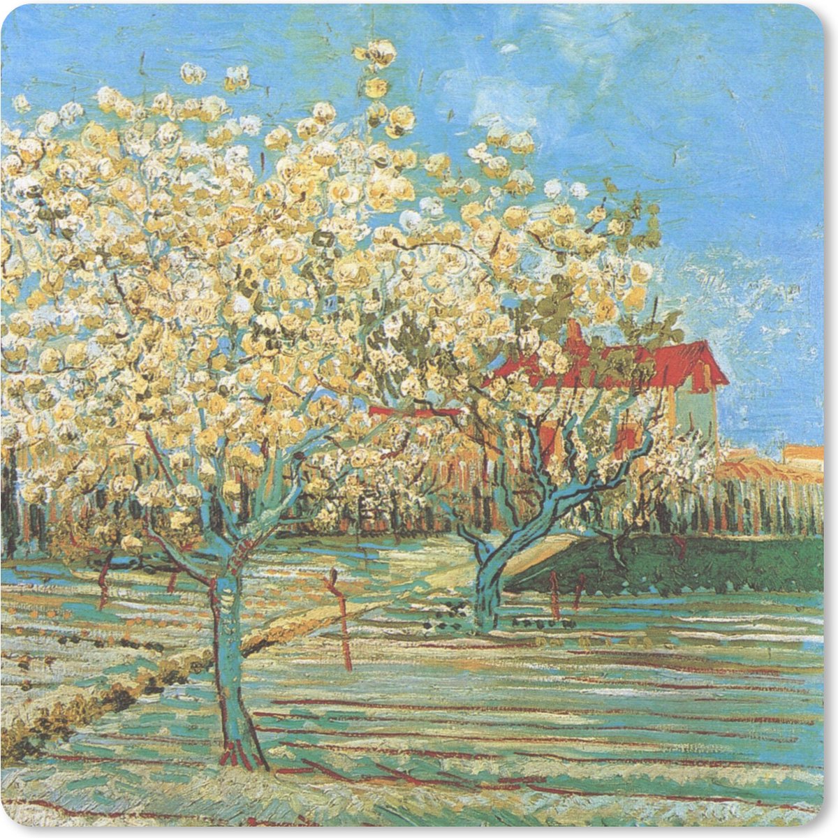 Muismat 30x30 cm - Mousepad Boomgaard in bloei - Vincent van Gogh - Muismatten