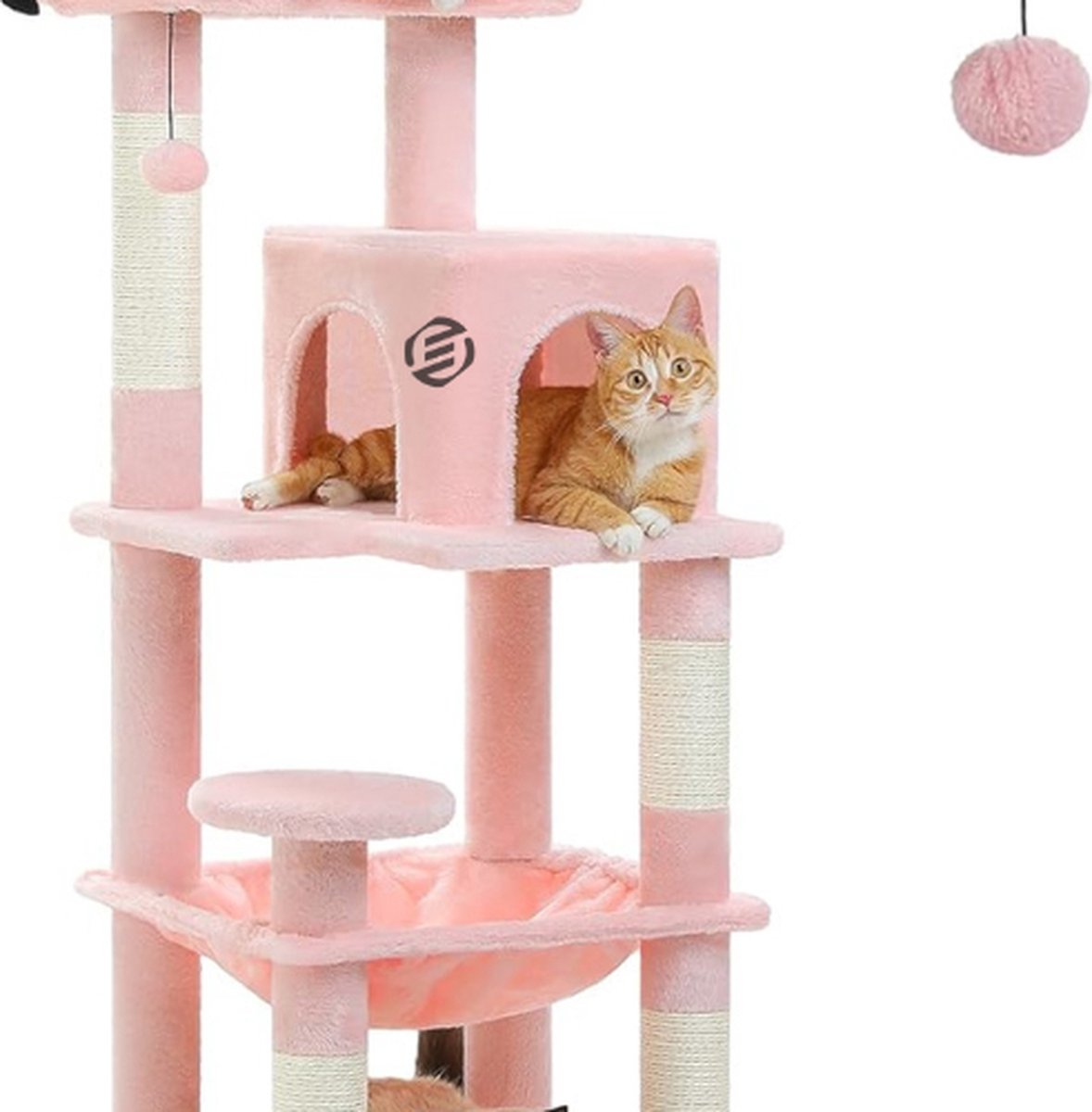 Equivera Kattenpaal met Slaapplek – Kattenpaal – Kattentoren – Krabpaal voor Katten – Kattenbed