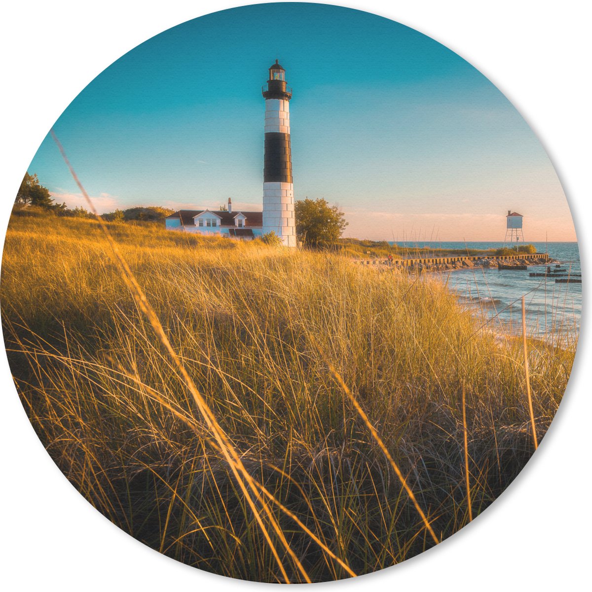 Muismat rond 40x40 cm - Mousepad Vuurtoren - Zee - Amerika - Ronde muismatten