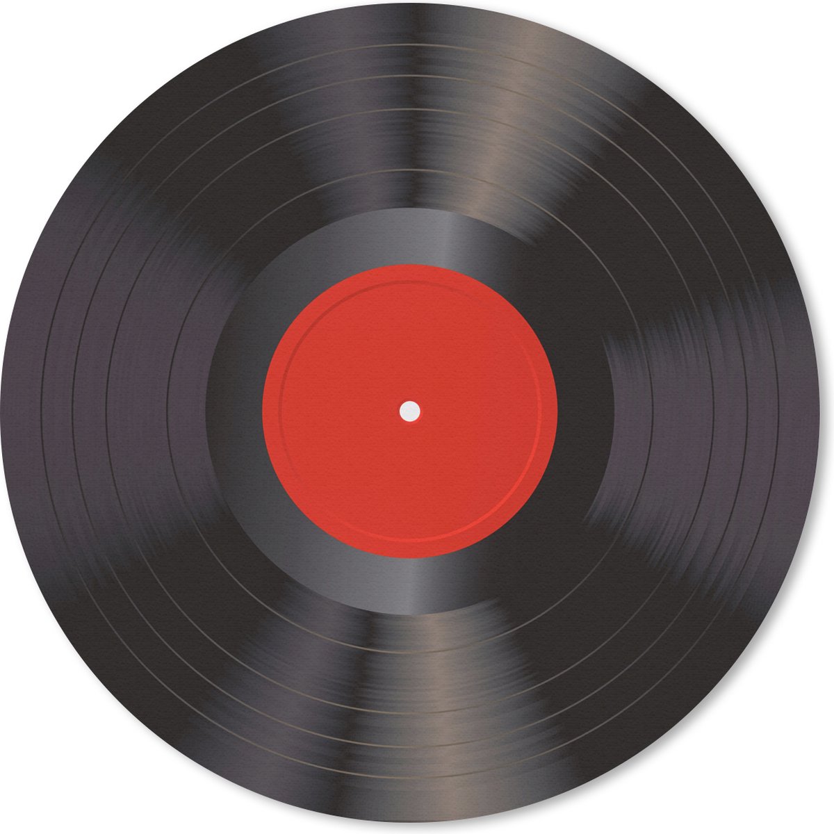 Muismat rond 30x30 cm - Mousepad Vinyl LP - Platen - Rood - Vintage - Elpee - Ronde muismatten