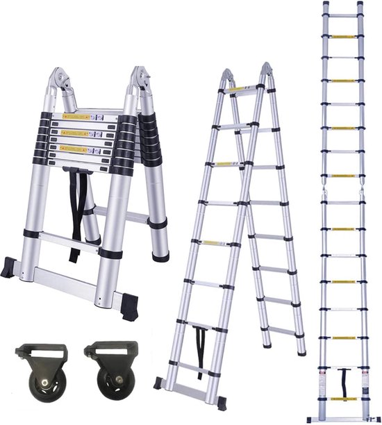 Aluminium ladder, vouwladder, 4x4 telescoopladder, staande ladder