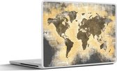 Laptop sticker - 17.3 inch - Wereldkaart - Gouden - Krant - 40x30cm - Laptopstickers - Laptop skin - Cover