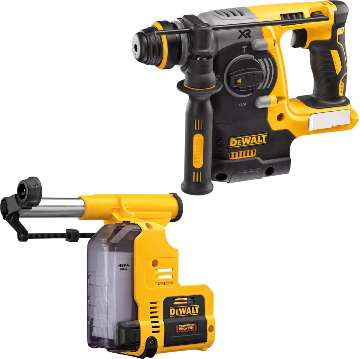 DeWalt DCH 273 N accu combihamer 18 V 2,1 J SDS Plus Brushless + D 25303 DH stofafzuiging - zonder accu, zonder oplader