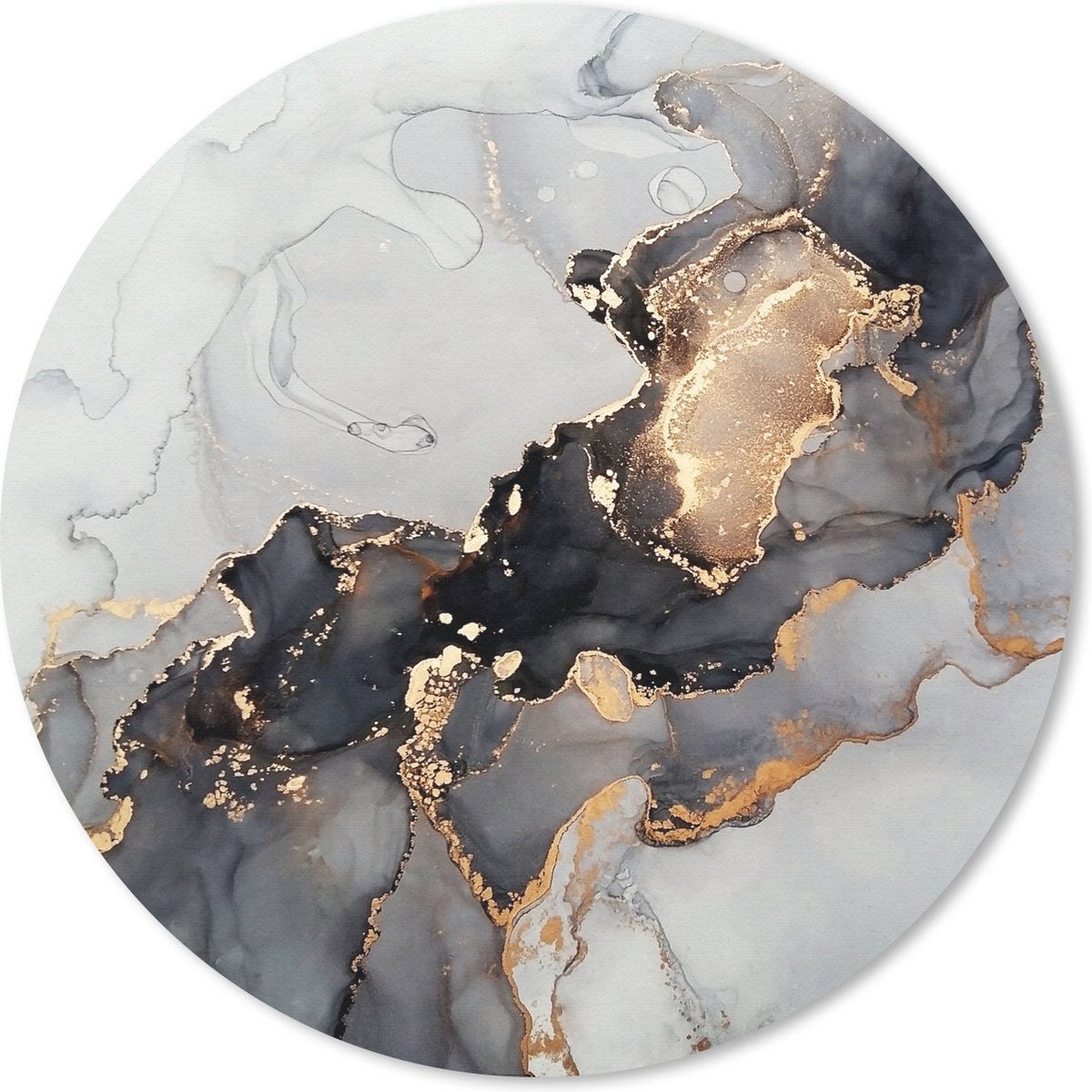 Muismat rond 50x50 cm - Mousepad Zwart - Marmer print - Luxe - Goud - Ronde muismatten