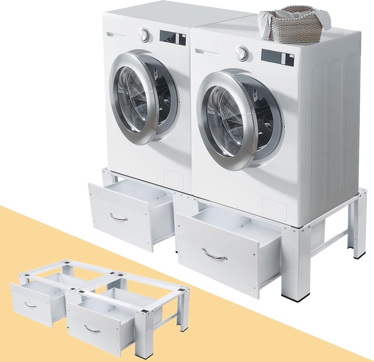 Onderstel voor wasmachines en drogers met 2 lades max. 300 kg 126x54x32cm