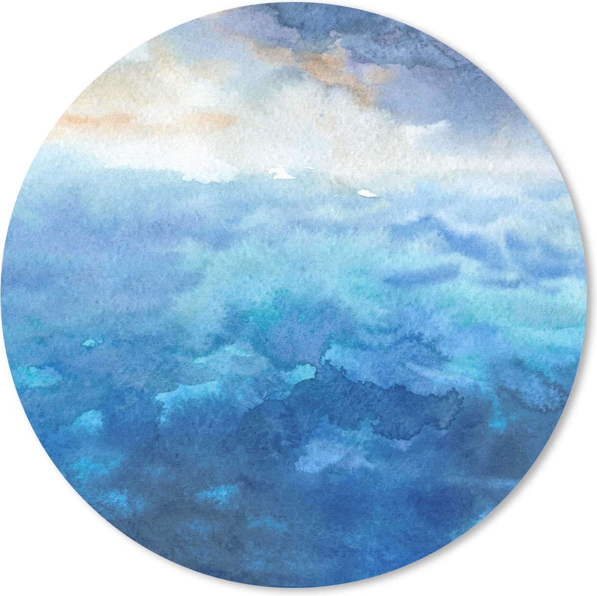 Muismat rond 20x20 cm - Mousepad Zee - Waterverf - Kleuren - Ronde muismatten