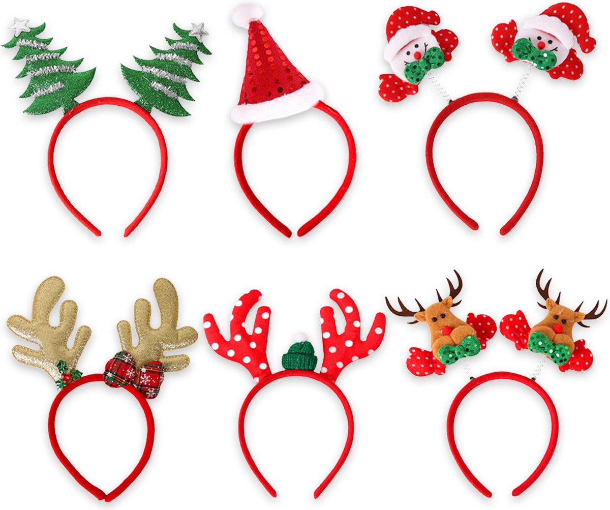 Kerst diadeem Rendier Kerstboom Diadeem Kerstdiadeem Kersthaarband Voor Kinderen Voor Vrouwen En Volwassenen – 6 Stuks