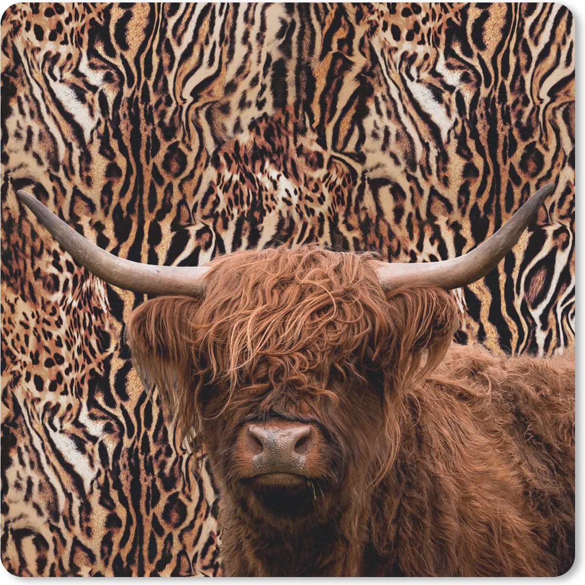 Muismat 30x30 cm - Mousepad Panterprint - Dieren - Schotse hooglander - Muismatten