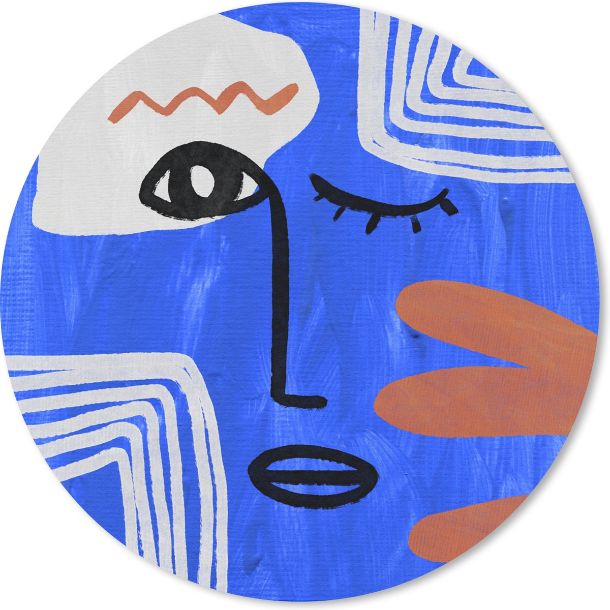 Muismat rond 40x40 cm - Mousepad Portret - Blauw - Abstract - Ronde muismatten