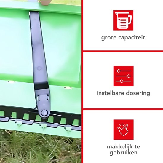 Toolland Strooiwagen, instelbare dosering, strooimateriaal 0-8 mm, 12 liter, groen van Toolland — afbeelding 4