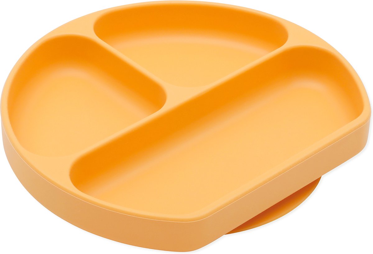 Bumkins - Silicone Grip Dish | Siliconen Vakjesbord met Zuignap (3 vaks) - Tangerine
