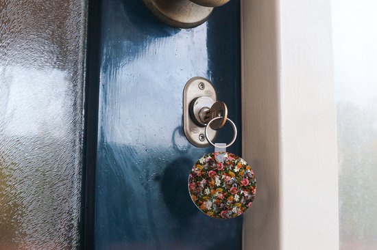 Porte-clés - Fleurs - Papillon - Design - Art - Abstrait - Peinture - Maîtres anciens - Plastique - Rond - Distribution de cadeaux