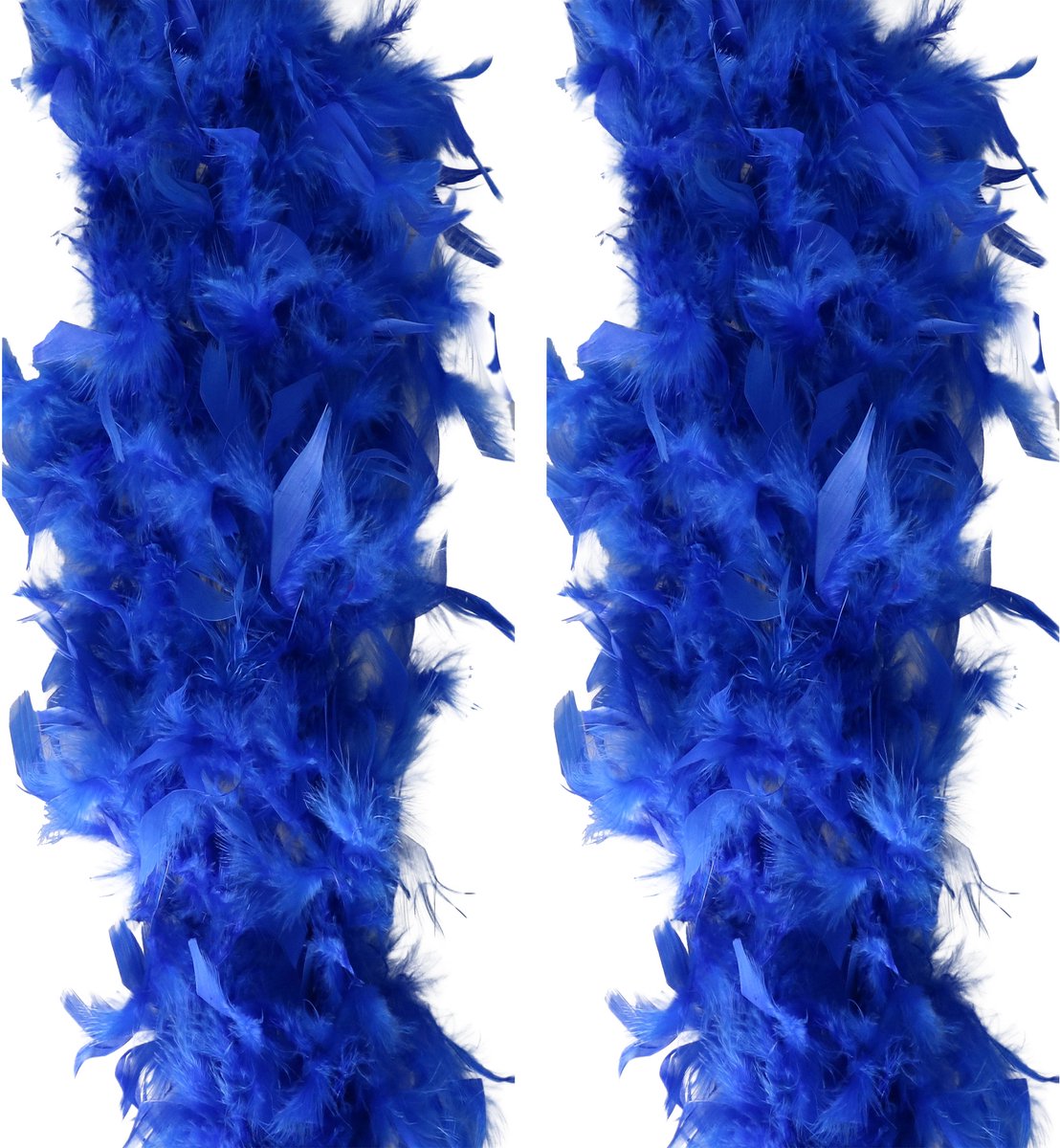 Veren Boa - 2 stuks - Carnaval verkleed accessoire - blauw - 180 cm