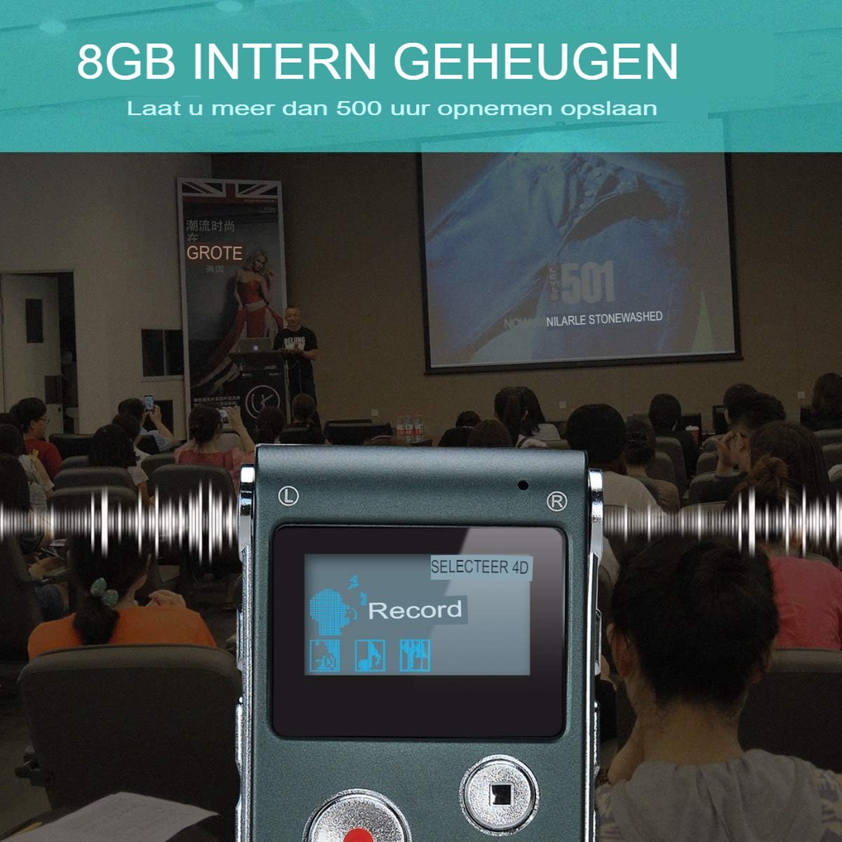 Afbeelding 3 van Dicteerapparaat met Spraakherkenning - Audio-opname en Vergaderingen - Draagbare Voicerecorder - Opnameapparaat met Hoge Kwaliteit Geluid - Transcriberen en Notities - USB Oplaadbaar
