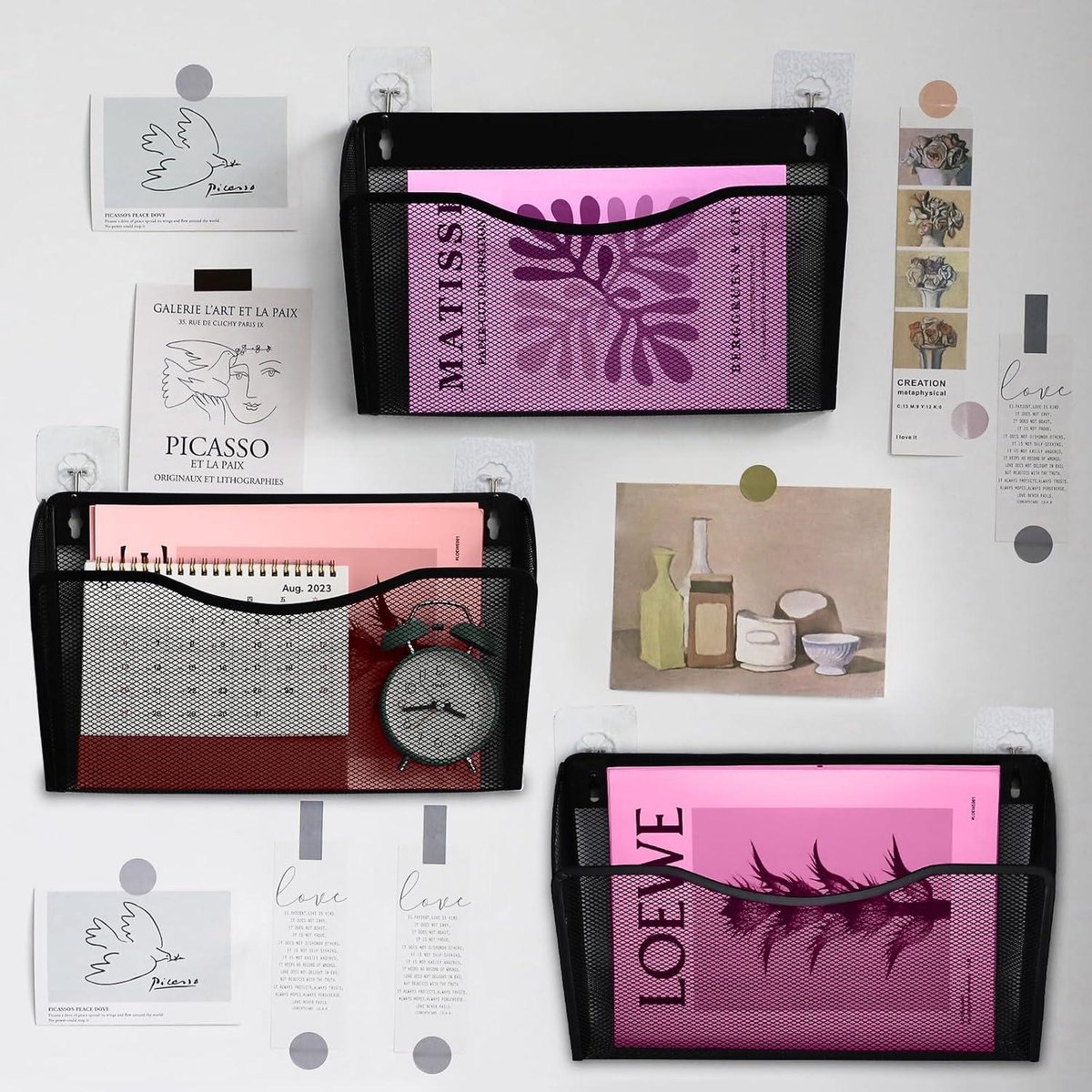 Organisateur Mural Support Mural En Maille Métallique A4 - Porte-documents, Magazines, Courrier - Noir, Dimensions 34x9x22 Cm Organisateur Mural Support Mural En Maille Métallique A4 - Porte-documents, Magazines, Courrier - Noir, Dimensions 34x9x22 Cm