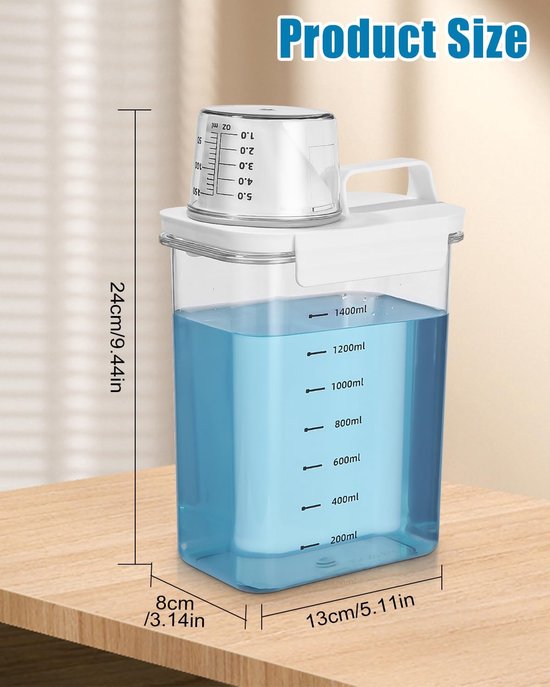 2 stuks 1800 ml wasmiddelopslag met maatbeker, wasmiddel, waspoeder