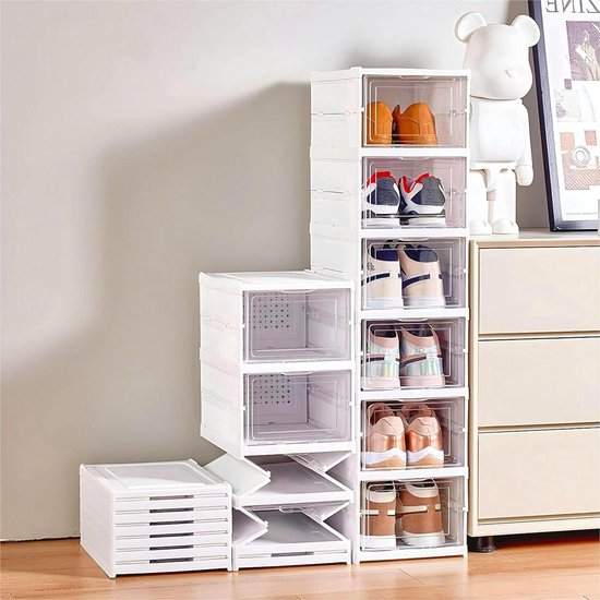 Baffect Stackable Shoe Racks, Freely Combining Shoe Storage Shelves, Plastic Shoe Racks with 8 Pairs Capacity for Wardrobes, Cupboards, Entrances