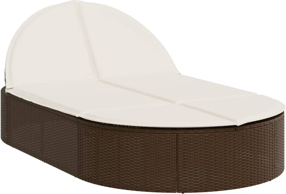 VidaXL Ligbed 2-persoons met kussens poly rattan bruin