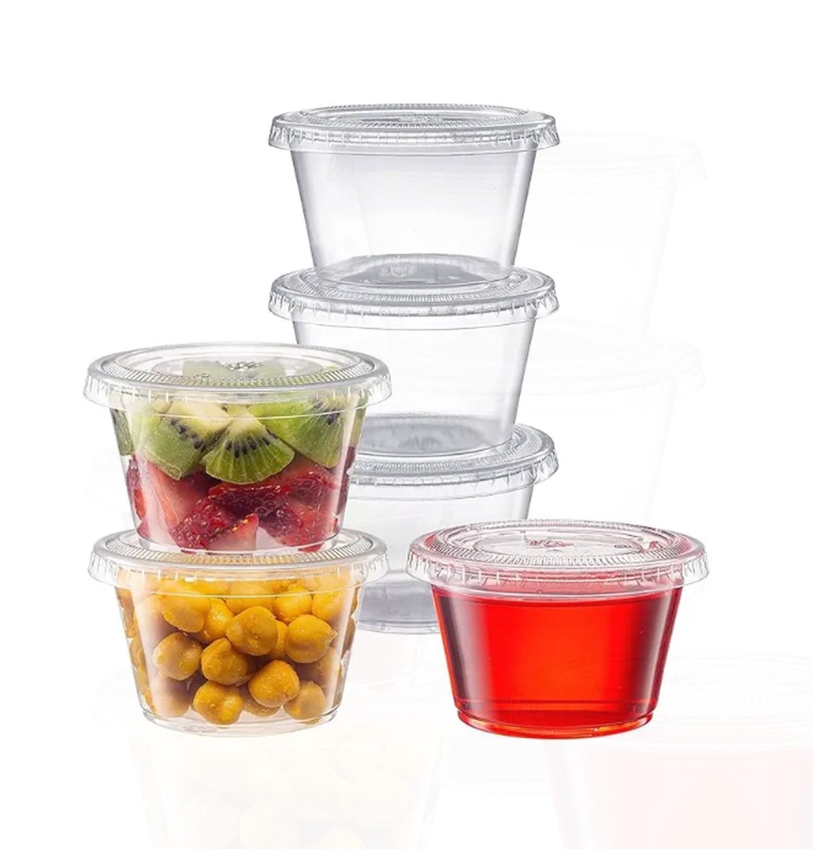 PolkaHome, Herbruikbaar Set van 50 opbergdozen met deksel van 200 ml, ideaal voor het bewaren van sauzen, dips en specerijen. Deze lekvrije, magnetronbestendige doosjes