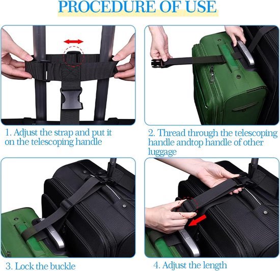 Flintronic 4-stuks premium bagageriem, kofferriem, verstelbare antislip bagageband, lange kofferbanden 4 stuks kofferhangers, veilig reizen voor koffer, roze blauw