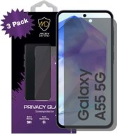 Lot de 3 Protecteurs d'écran MobyDefend Samsung Galaxy A55 – Économiseurs d'écran en verre de confidentialité HD – Protections d'écran – Plaques de verre adaptées pour Samsung Galaxy A55