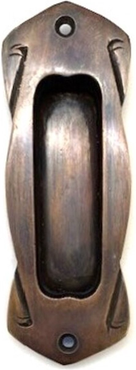 Schuifdeurgreep Messing antiek 108x38mm