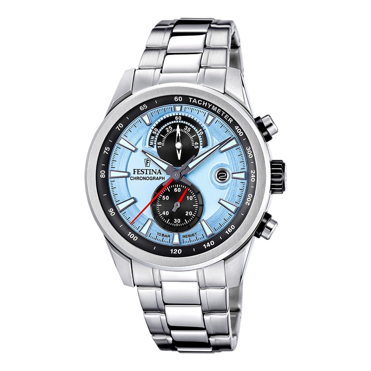 Festina F20694-2 Heren Horloge - Chronograaf - Mineraalglas - Roestvrijstaal-Staal - Zilverkleurig - Ø 44 mm - Quartz - Vouw-Vlindersluiting