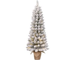 Black Box Trees Gerlos kerstboom met burlap groen frosted 30L TIPS 70 battery operated en timer - h75xd36cm
