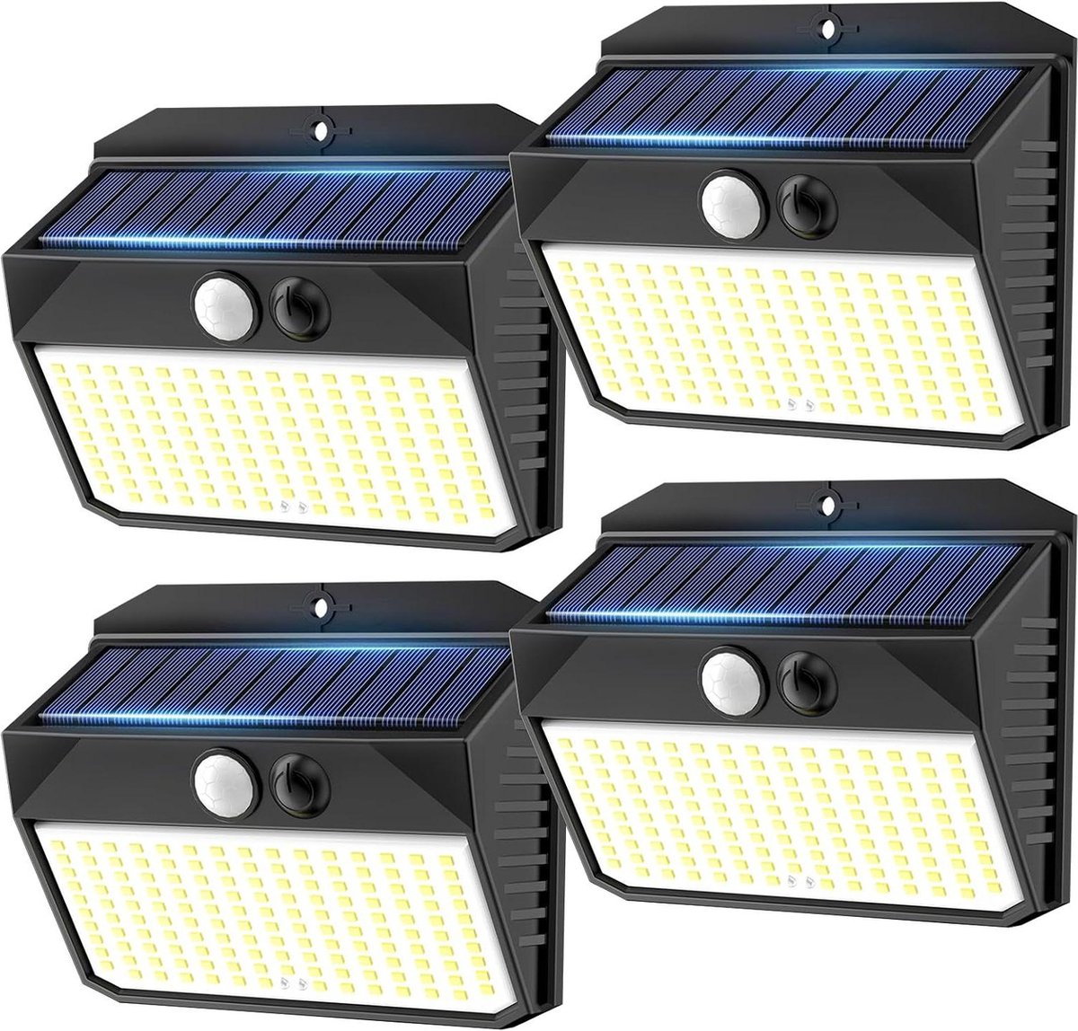 Tuinverlichting op zonne-energie Zonnelampen voor buiten met bewegingsmelder 4 stuks - 150 leds - buitenlamp 3 modi - IP65 - voor tuin treden garage