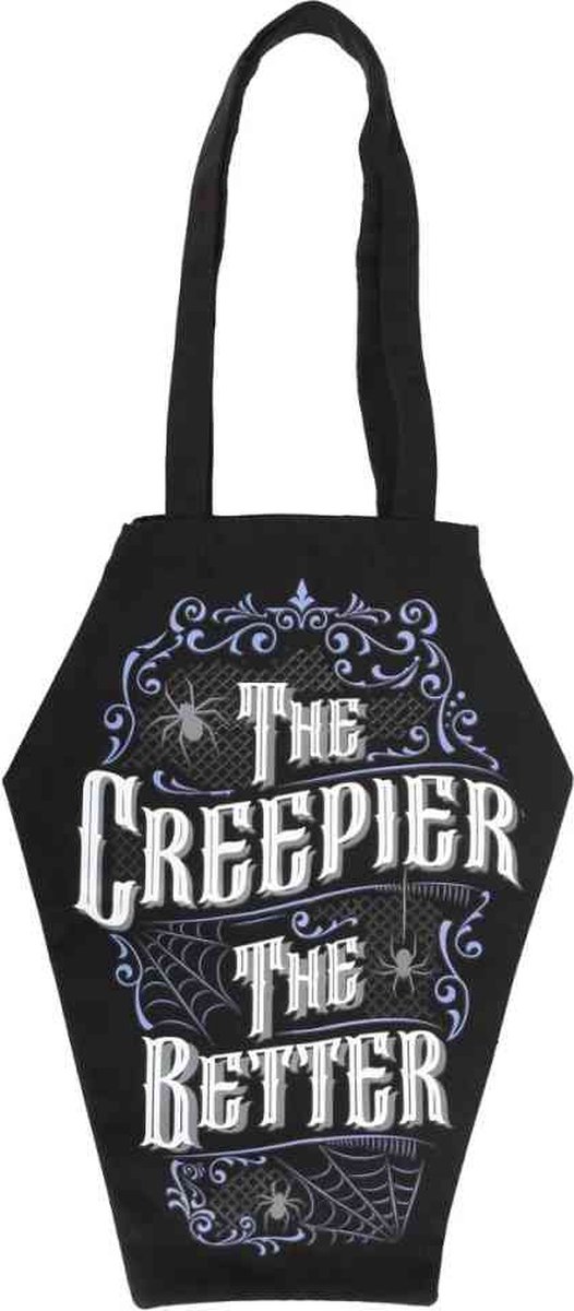 Gothic 'The Creepier the Better' Doodskist Vormige Tote Bag - Zwarte Coffin Draagtas - 75 cm
