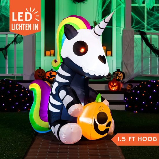 HOMCOM Opblaasbare Halloween-boom spook met 3 lampen voor in de tuin polyester bruin