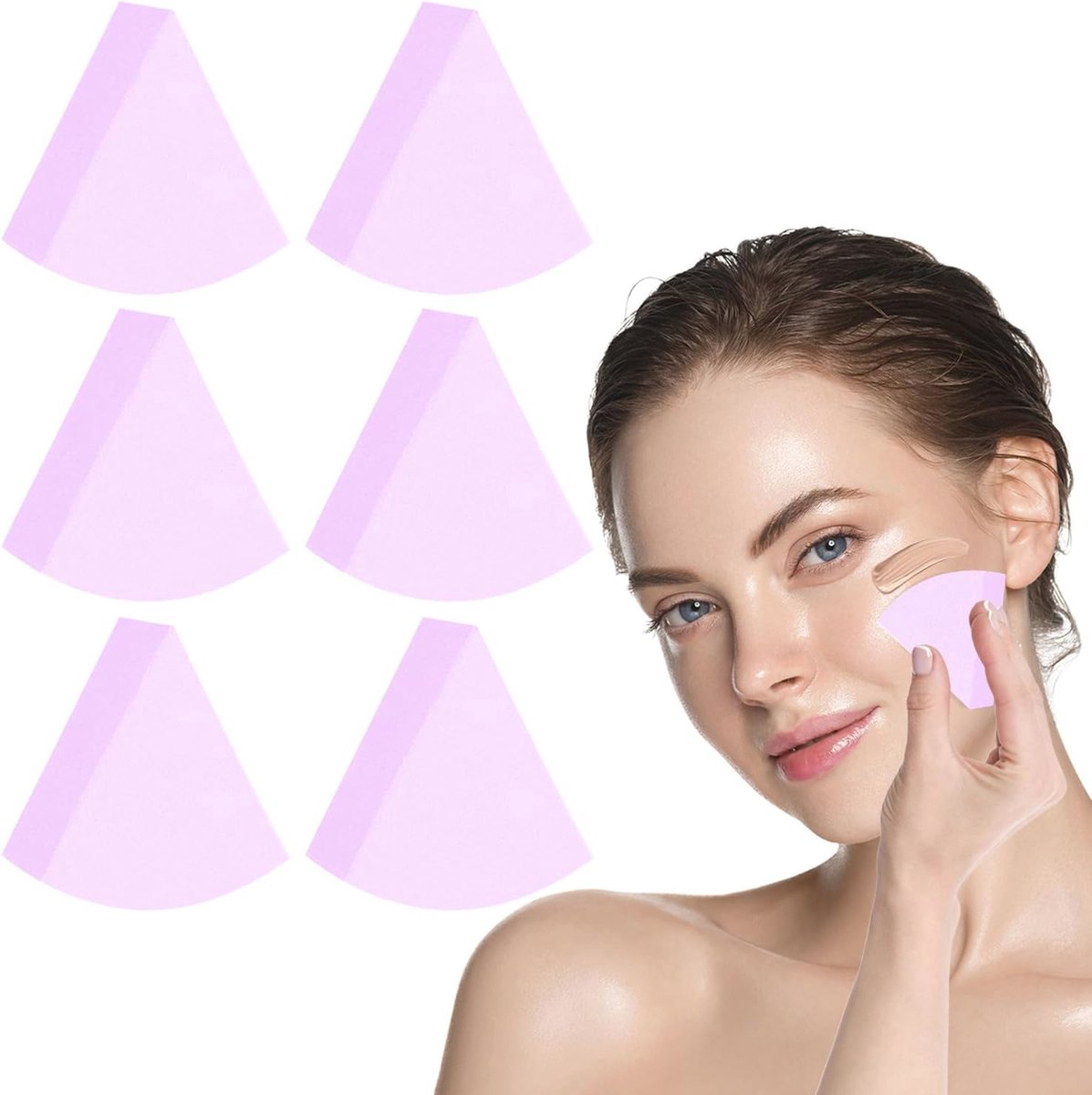 Goedkoopste 6 Stuks Mini Make-up Sponzen Driehoekig - Wasbare Cosmetica Applicators voor Foundation en Concealer