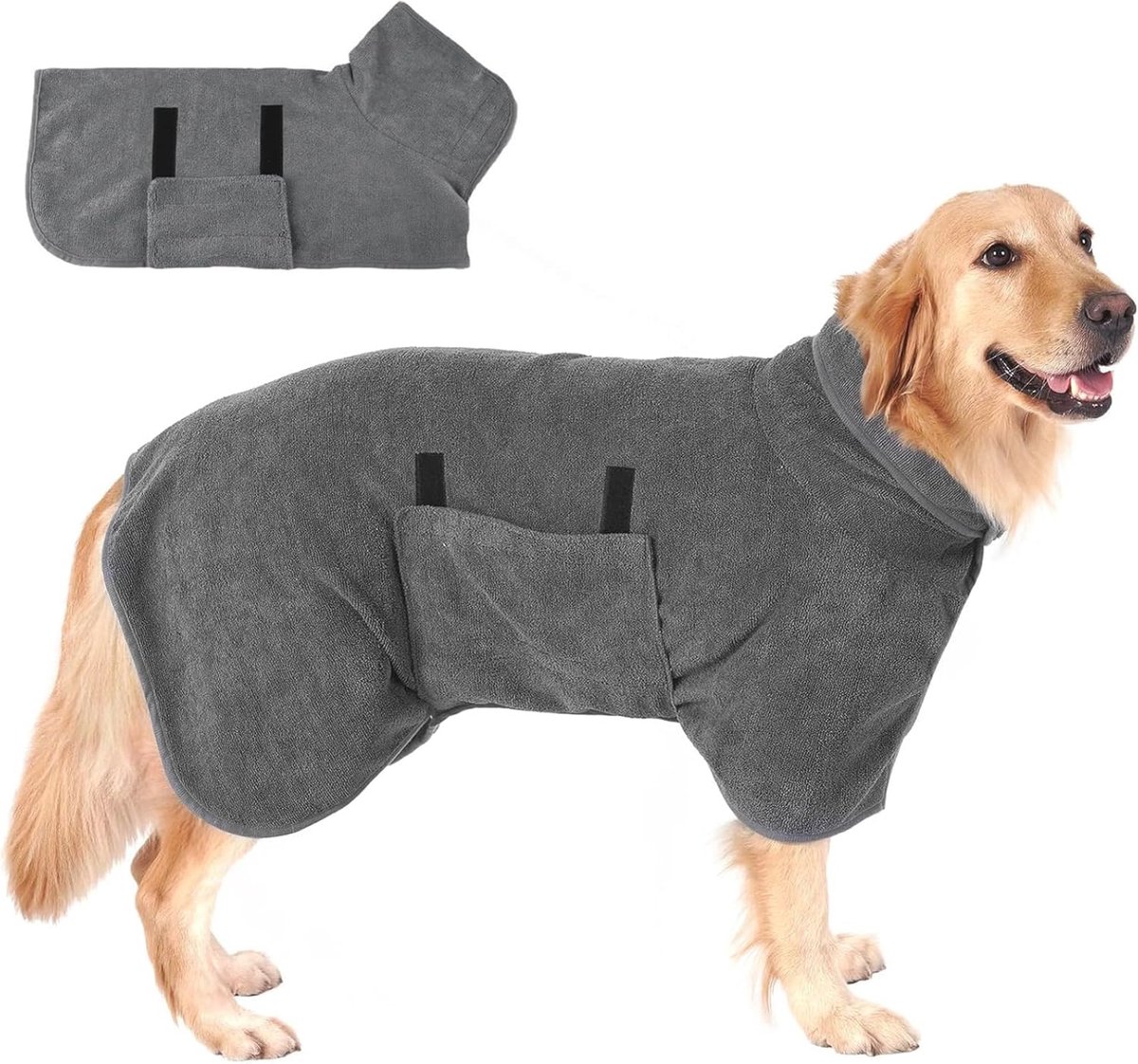Hondenbadjas voor grote, middelgrote en kleine honden - microvezel, extra absorberend en sneldrogend