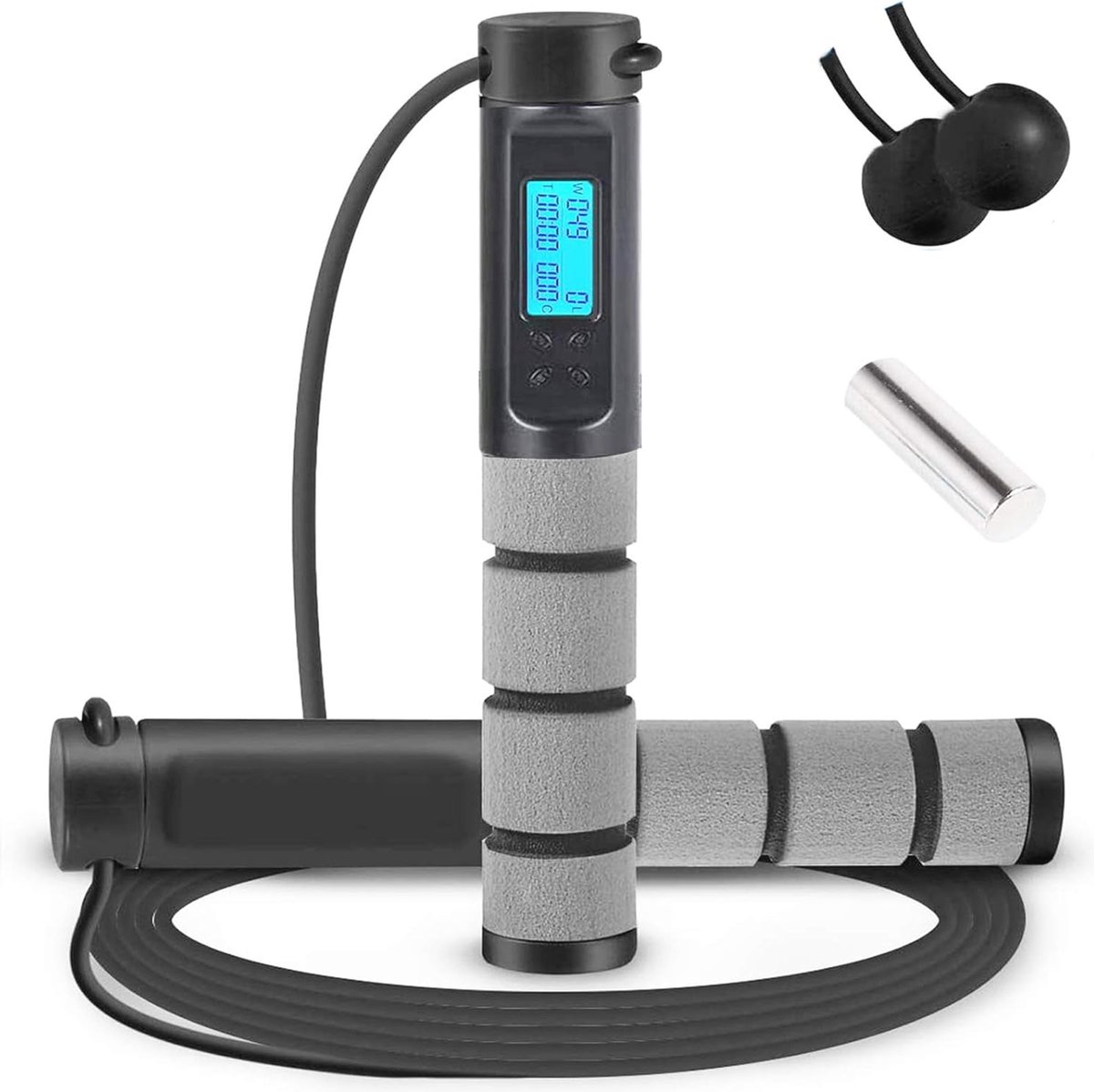 Digitaal verzwaard springtouw met calorieënteller voor fitness - Verstelbare snelheid en comfortabele handvatten
