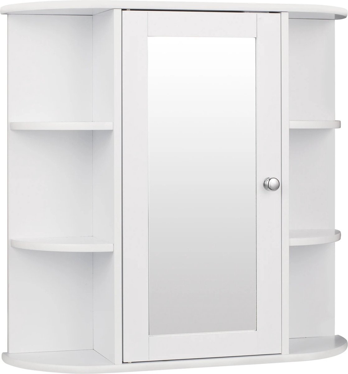 SteeFly® Witte Badkamer Kast Met Spiegel - Mdf Kast - Muurkast Met Spiegel - Voor Badkamer Meubels - 60X58X16cm (LxBxH)