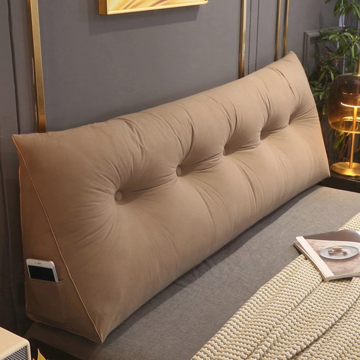 Driehoekig Lendenkussen voor Bed en Bank  Comfortabel Leeskussen 200 x 50 x 20 cm