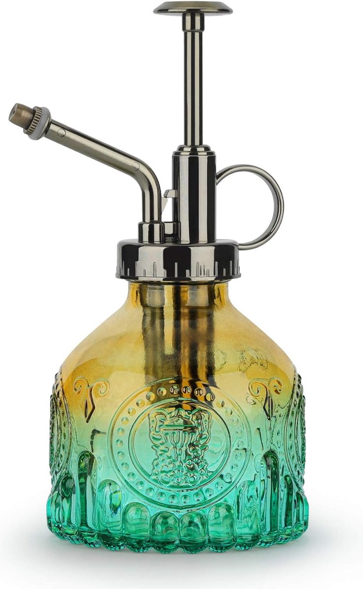 Plant Mister 200 ml Plant Mister Spuitfles Glazen Mist Spray met pomp Vintage Tuinplant Geschenken Indoor Plant Mister Sproeier voor Kamerplant Kleine Gieter voor Binnen Geel Groen