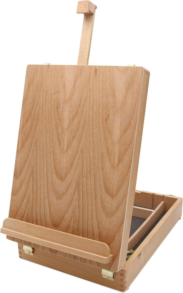 Schilderkoffer van duurzaam beukenhout FSC tafelezel met gereedschapskoffer spieraam tot 60 cm schilderbox Luca