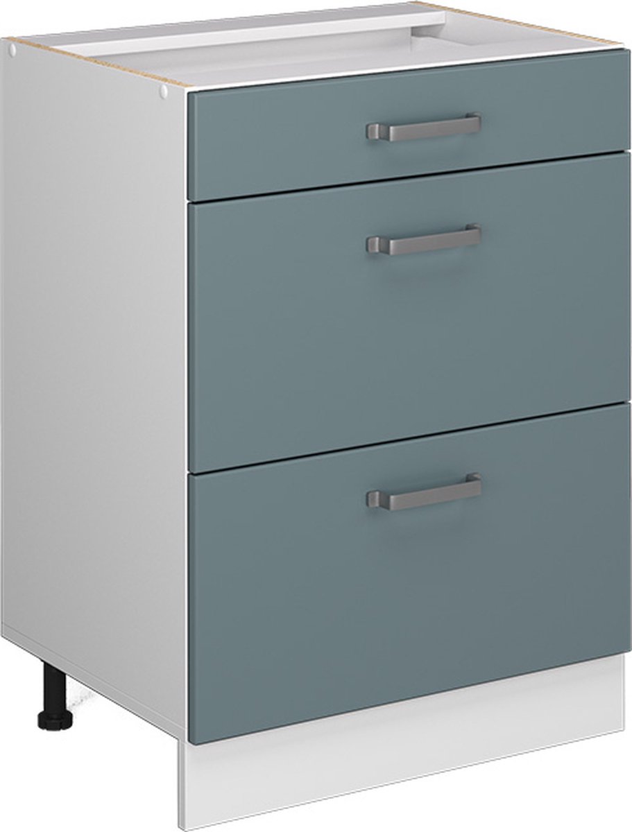 Vicco R-Line Keukenonderkast – 60 cm met laden, zonder werkblad Blauw-grijs