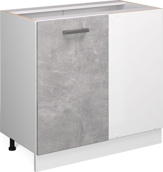 Vicco Armoire d'angle R- Line, Béton/ Wit, 86 cm sans plan de travail