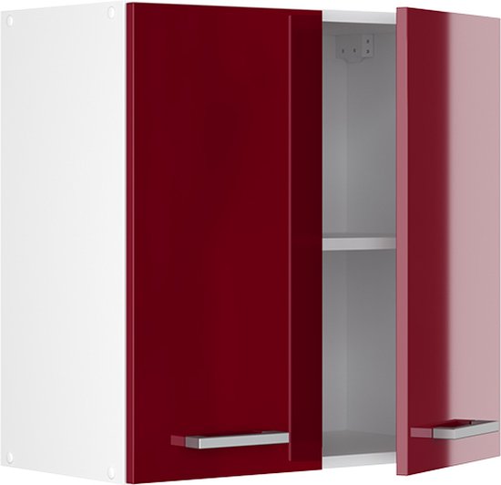 Vicco Armoire suspendue universelle R- Line, Rouge bordeaux brillant/ Wit, 60 cm avec portes